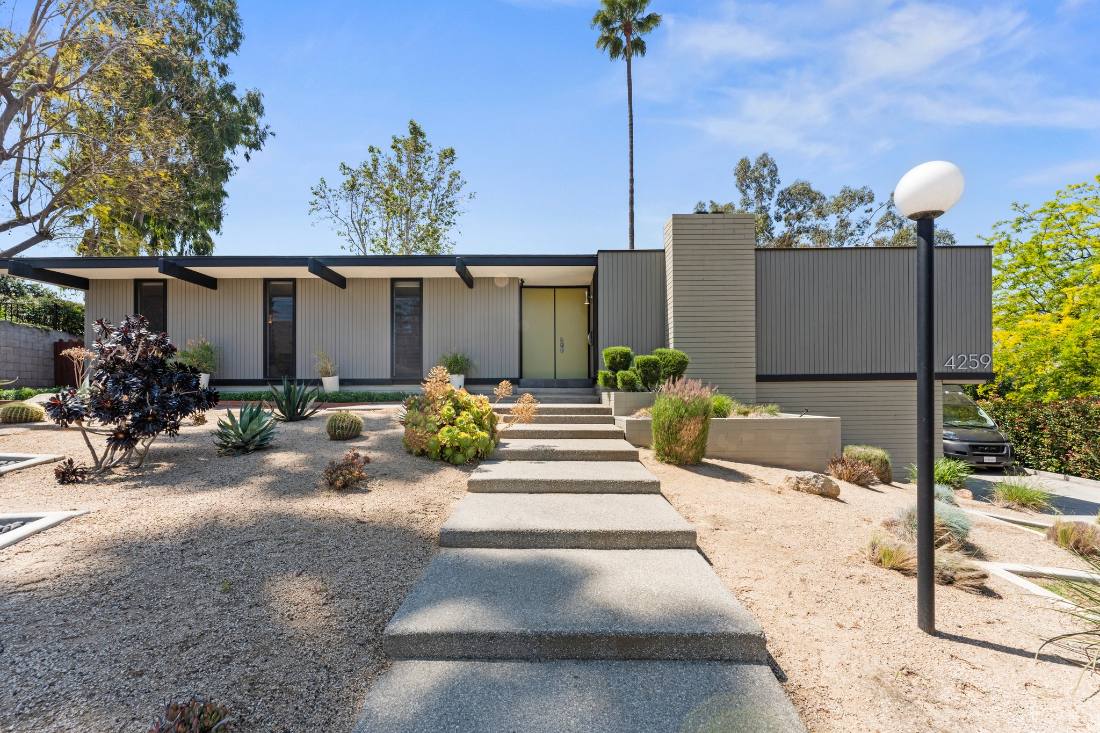 Mid century post and beam with desert garden